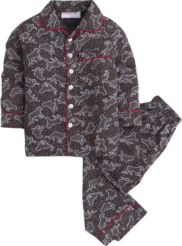 Girls Printed Pure Cotton Kids Nightwear  (Brown Pack of 1)