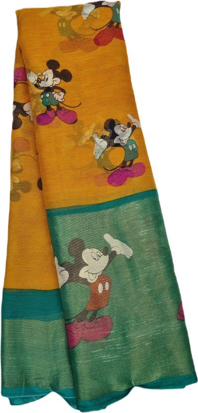 Animal Print Daily Wear Chiffon Saree  (Yellow)