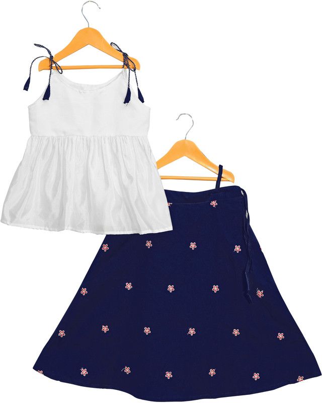 Baby Girls Silk Blend Top and Skirt Set  (Pack of 1)