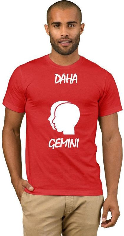 Daha Zodiac Gemini Style Fashion V05 Men Printed Round Neck Cotton Blend Red, White T-Shirt