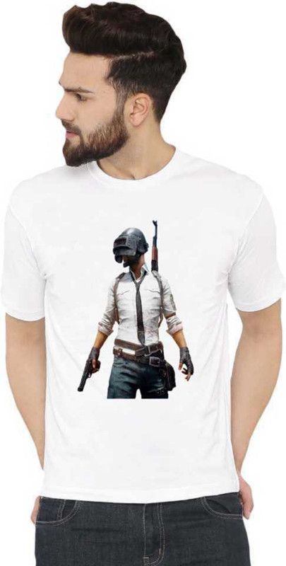 No.1 Game Pubg Tshirt Men Printed Round Neck Polyester White T-Shirt