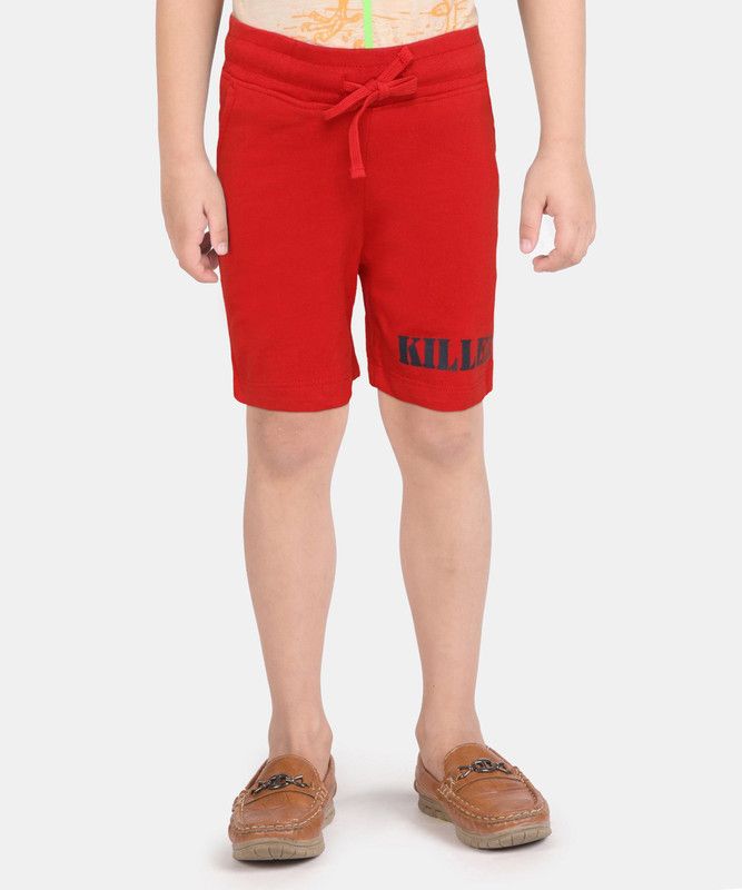 Short For Boys Casual Printed Pure Cotton  (Red, Pack of 2)