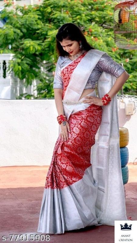 Woven Paithani Art Silk Saree  (Silver, Maroon)
