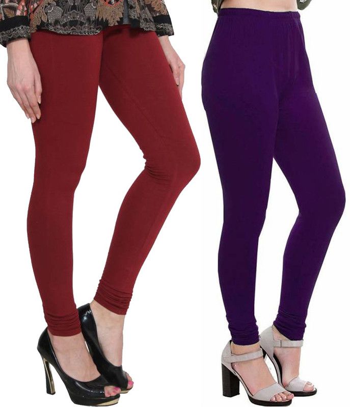 Clarita Churidar Ethnic Wear Legging  (Purple, Maroon, Solid)