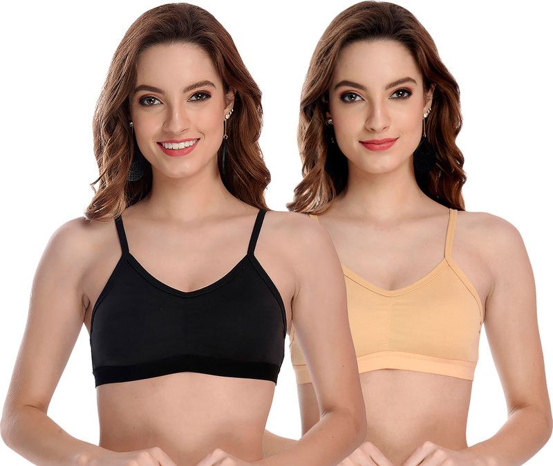 Pack of 2 Women Minimizer Non Padded Bra  (Black, Brown)