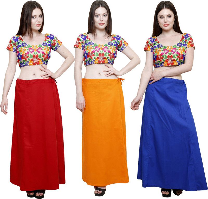 Pistaa Maroon, Orange and Ink Blue Cotton Blend Petticoat  (XXL)