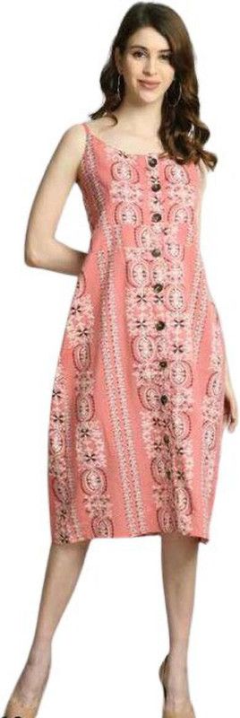 Women A-line Pink, Black, White Dress