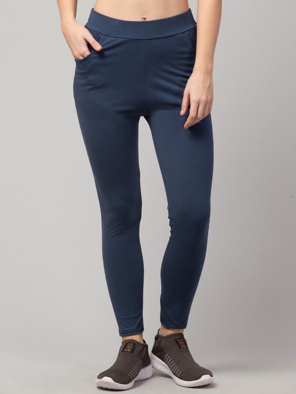 VERMA CREATION Footed Ethnic Wear Legging  (Dark Blue, Solid)