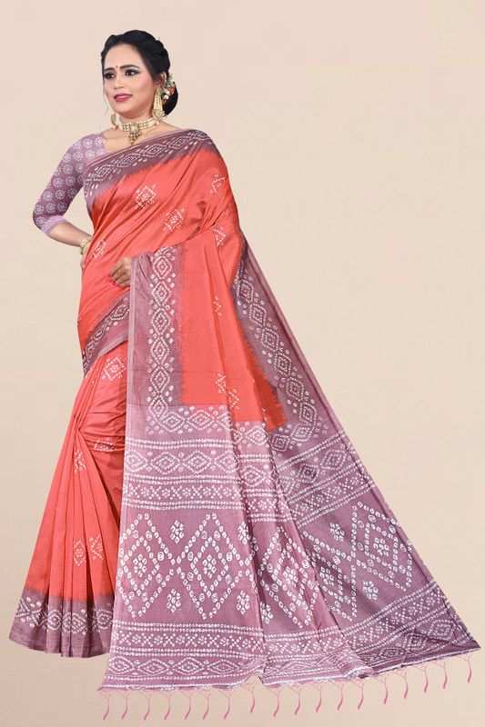 Printed Daily Wear Art Silk Saree  (Red)