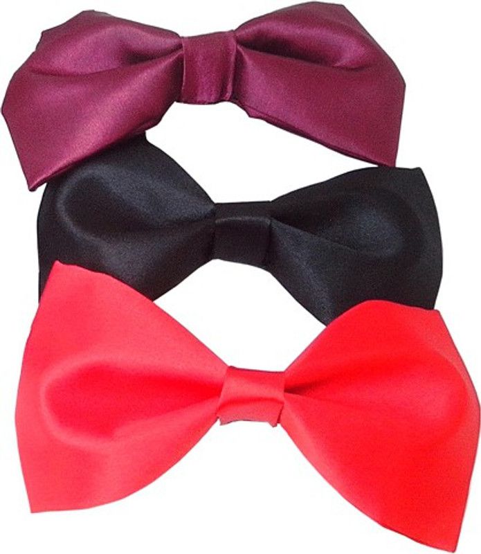 Wholesome Deal Maroon Black And Red(008) Solid Men Tie  (Pack of 3)