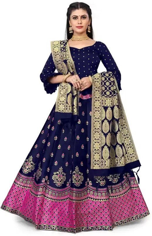 Embroidered Semi Stitched Lehenga Choli  (Pink)