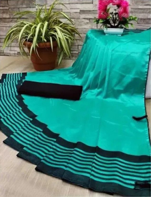 Solid/Plain Bollywood Art Silk Saree  (Light Blue)