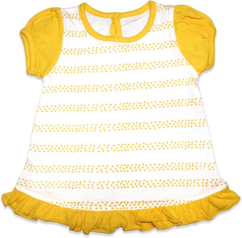 Baby Girls Midi/Knee Length Casual Dress  (Yellow, Cap Sleeve)