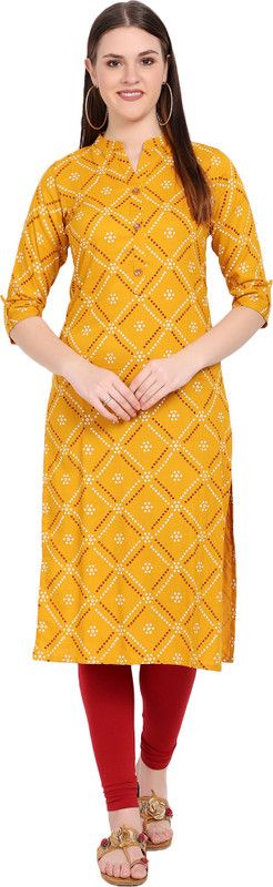Women Floral Print Viscose Rayon Straight Kurta  (Yellow)