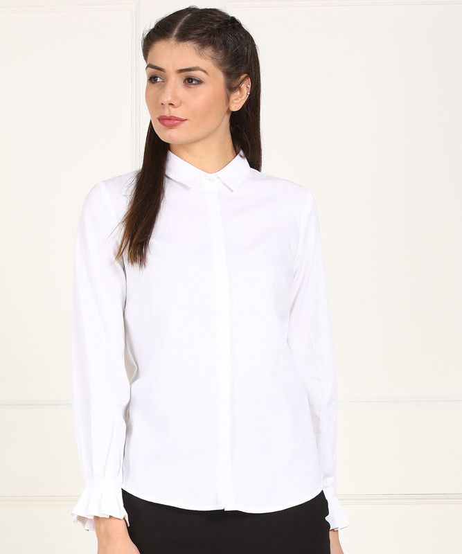 Formal Regular Sleeves Striped Women White Top