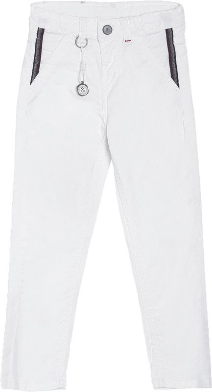Baby Boys Slim Fit White Pure Cotton Trousers