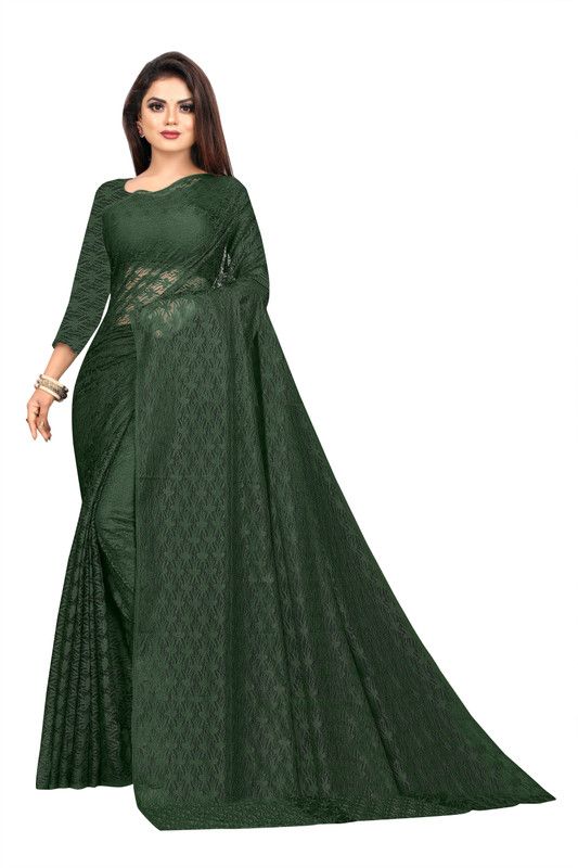 Bollywood Net Saree  (Green)