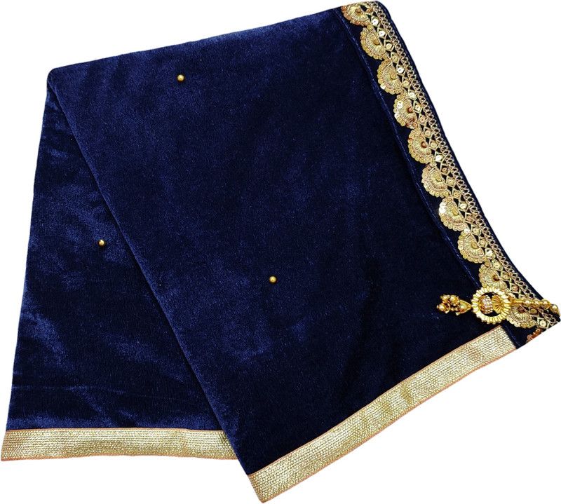 Velvet Embellished Dark Blue Women Dupatta