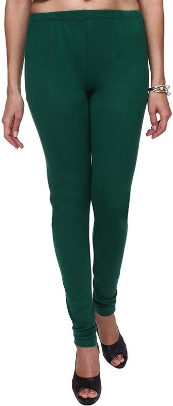 LA25 Churidar Length Western Wear Legging  (Dark Green, Solid)