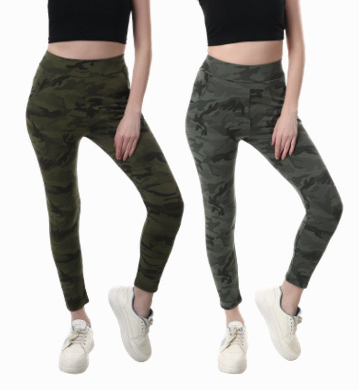 Dark Green, Grey Jegging  (Printed)