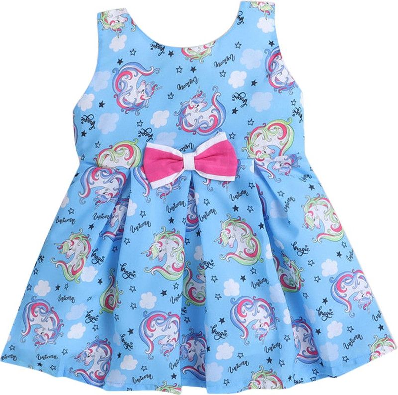 Baby Girls Short/Mid Thigh Casual Dress  (Blue, Sleeveless)