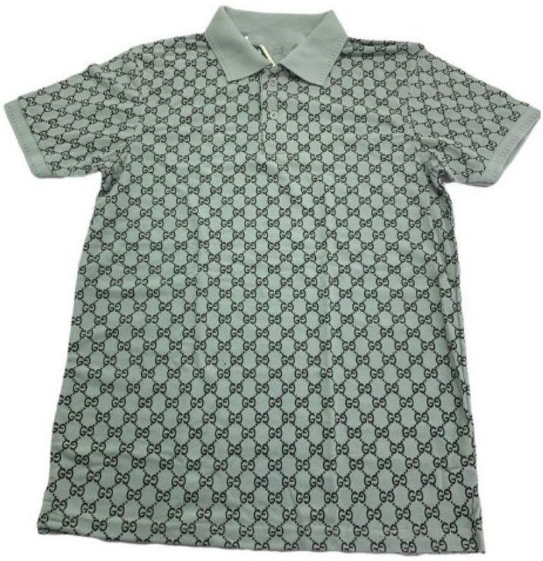 Men Printed Polo Neck Cotton Blend Black, Grey T-Shirt