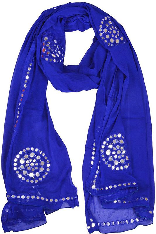 Chiffon Embellished Blue Women Dupatta