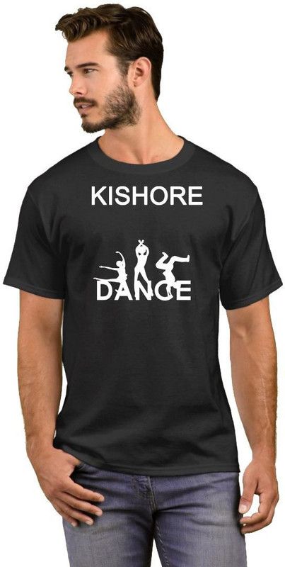 Kishore Dance Men Printed Round Neck Cotton Blend White, Black T-Shirt