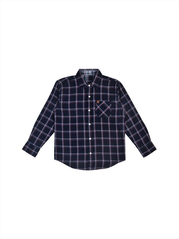 Baby Boys Regular Fit Checkered Spread Collar Casual Shirt