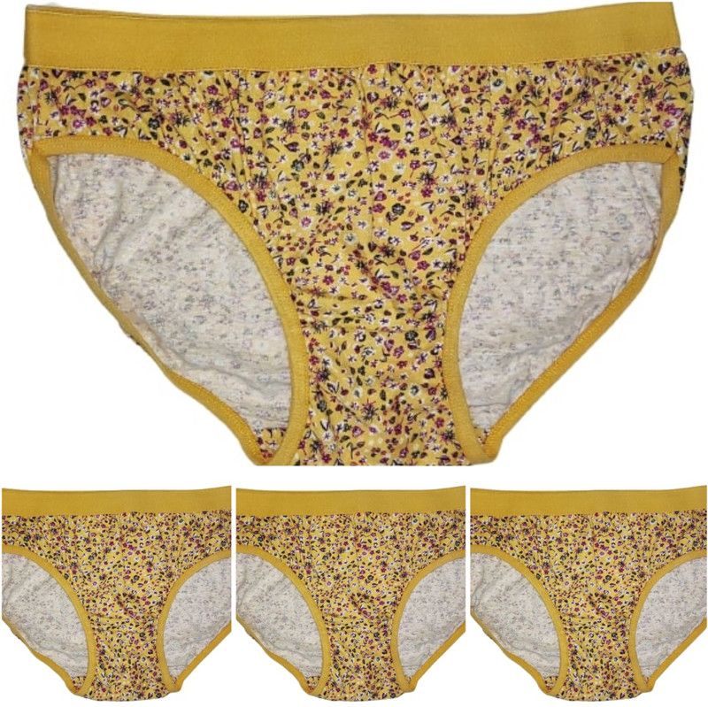 Pack of 4 Women Hipster Yellow Panty