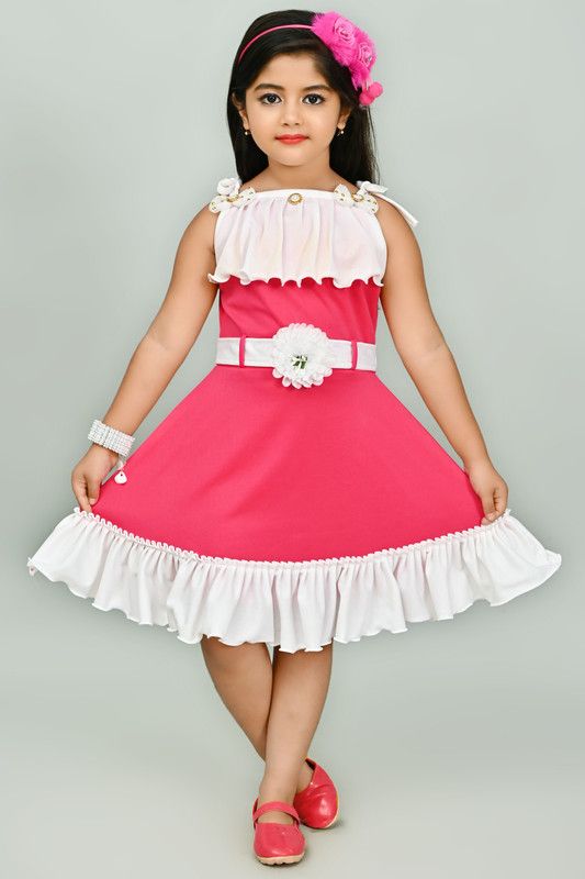 Baby Girls Midi/Knee Length Party Dress  (Pink, Sleeveless)