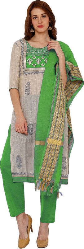 Unstitched Pure Cotton Salwar Suit Material Solid, Embroidered