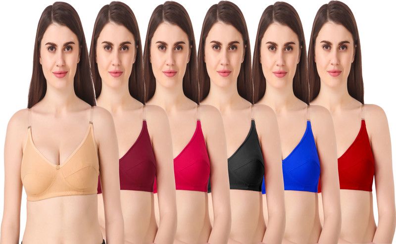 Pack of 6 Women Push-up Non Padded Bra  (Multicolor)