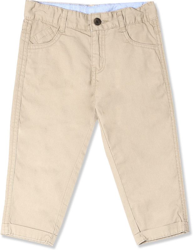 Baby Boys Regular Fit Beige Cotton Blend Trousers
