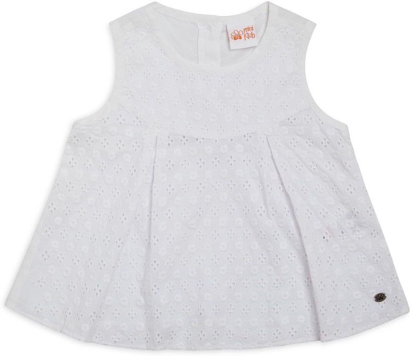 Baby Girls Cotton Blend Woven Top  (White, Pack of 1)