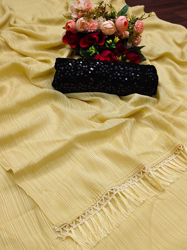 Woven Banarasi Art Silk Saree  (Yellow)
