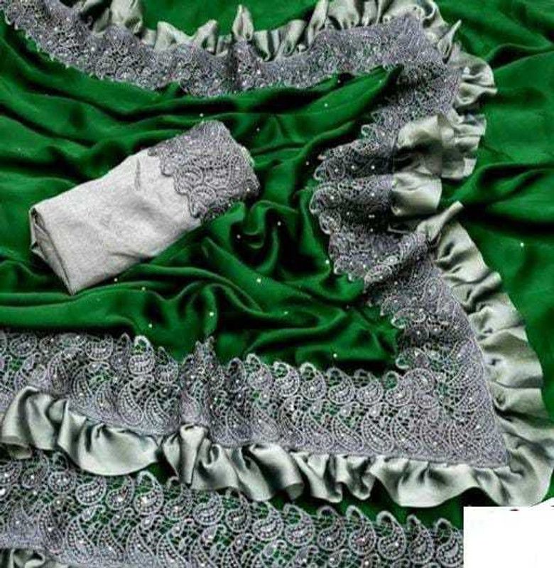 Solid Bollywood Art Silk, Silk Blend Saree  (Green)
