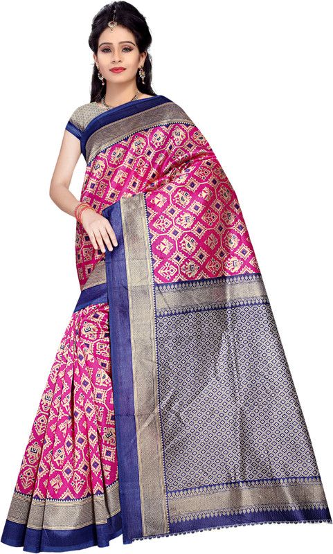 Woven Paithani Art Silk Saree  (Pink)