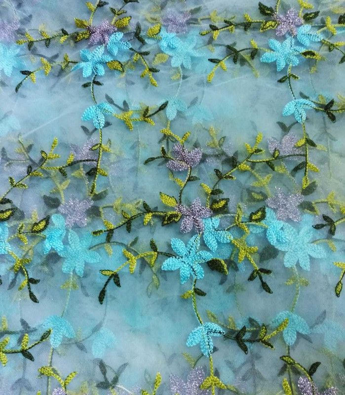 Unstitched Net/Lace Multi-purpose Fabric Embroidered