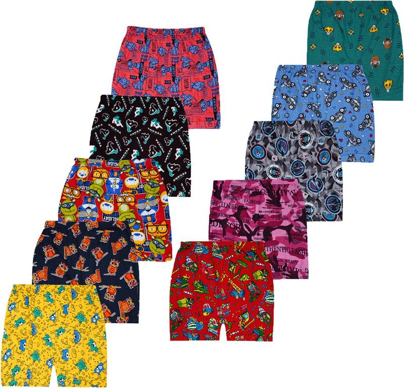 Short For Baby Boys & Baby Girls Casual Printed Cotton Blend  (Multicolor, Pack of 10)