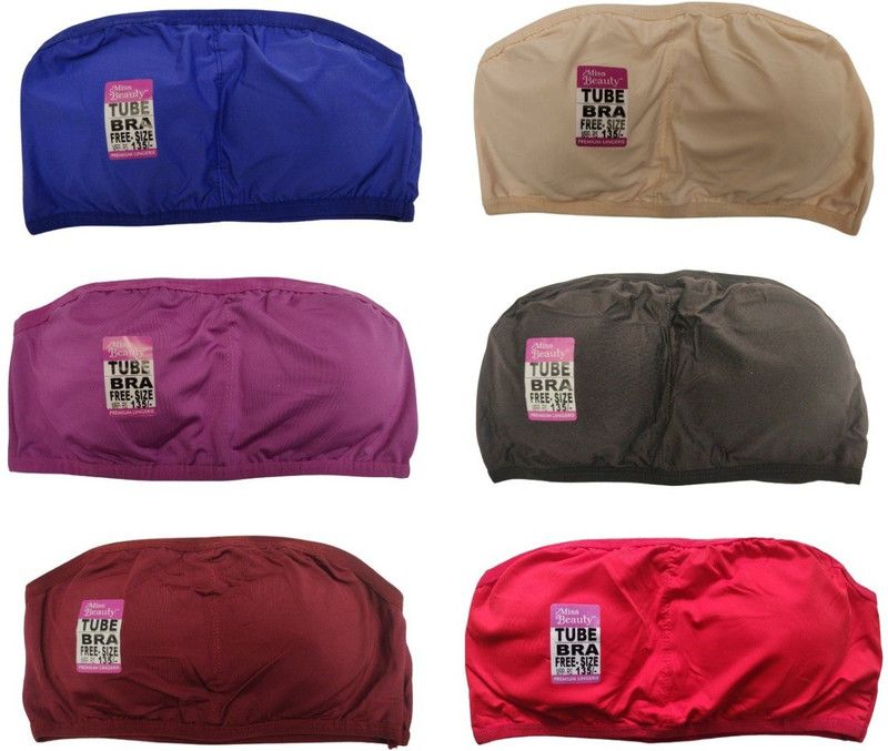 Pack of 6 Women Bandeau/Tube Lightly Padded Bra  (Multicolor)