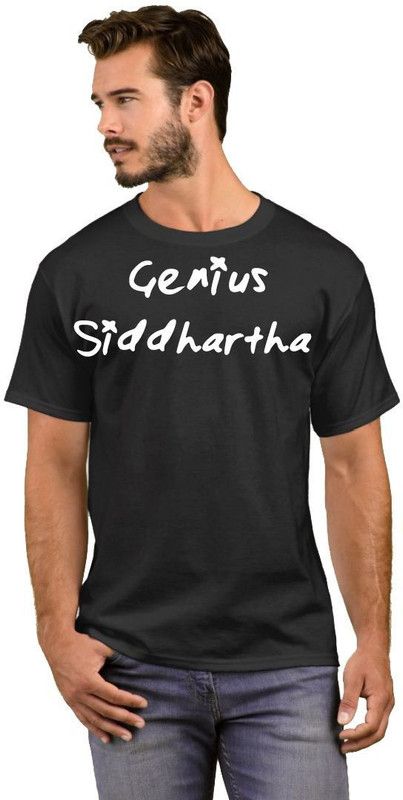 Genius Siddhartha Men Printed Round Neck Cotton Blend White, Black T-Shirt