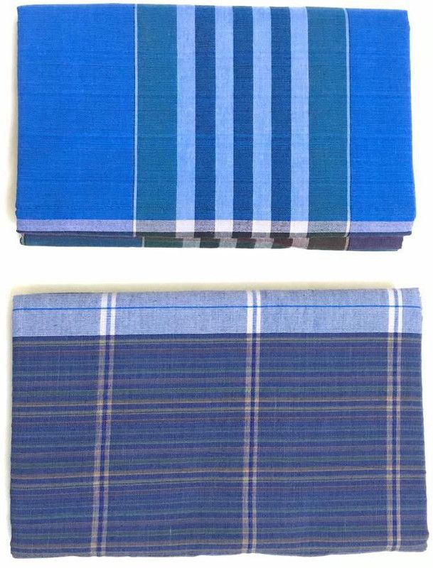 SRIVEERAS Striped Light Blue, Blue Lungi