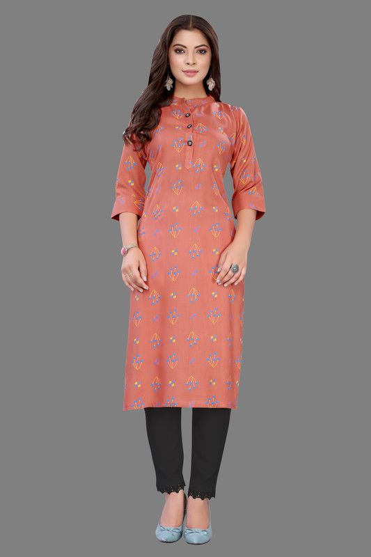 Women Floral Print Cotton Linen Straight Kurta  (Multicolor)