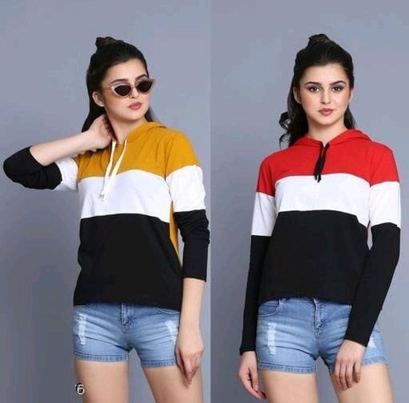 Casual Color Block Women Yellow, Red Top