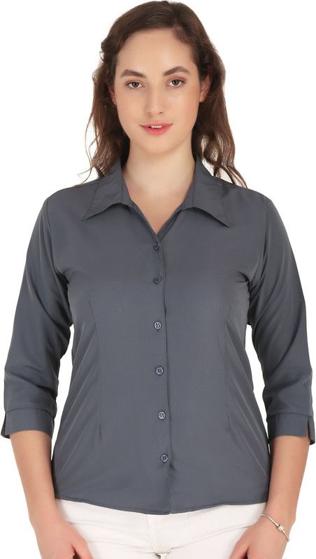 Women Solid Casual Grey Shirt