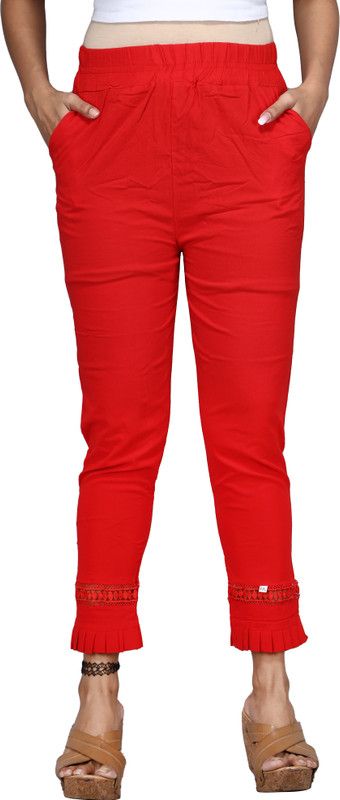 NOHA FASHION Ankle Length Western Wear Legging  (Red, Solid)