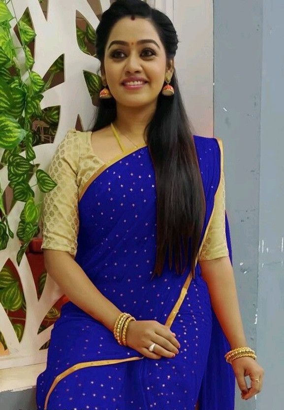 Embellished Bollywood Chiffon Saree  (Dark Blue)