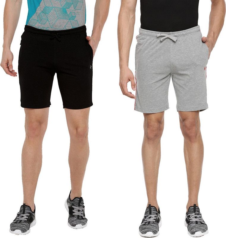 Pack of 2 Solid Men Black Bermuda Shorts