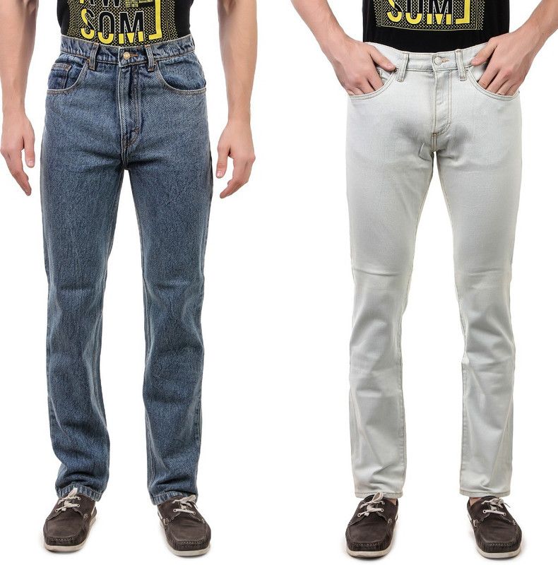 Regular Men Blue, White Jeans  (Pack of 2)
